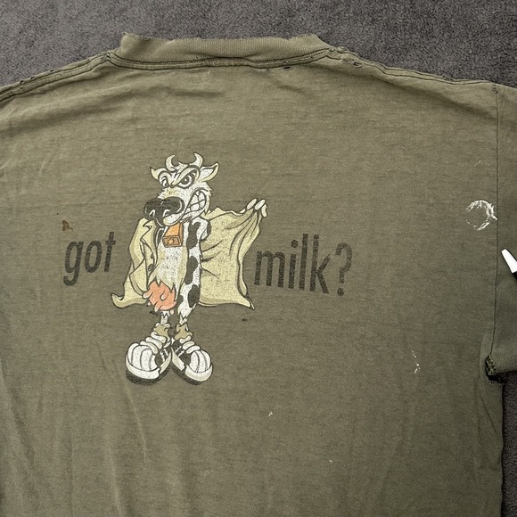 Vintage 90s over the edge skate brand t-shirt medium distressed faded green - Picture 10 of 11